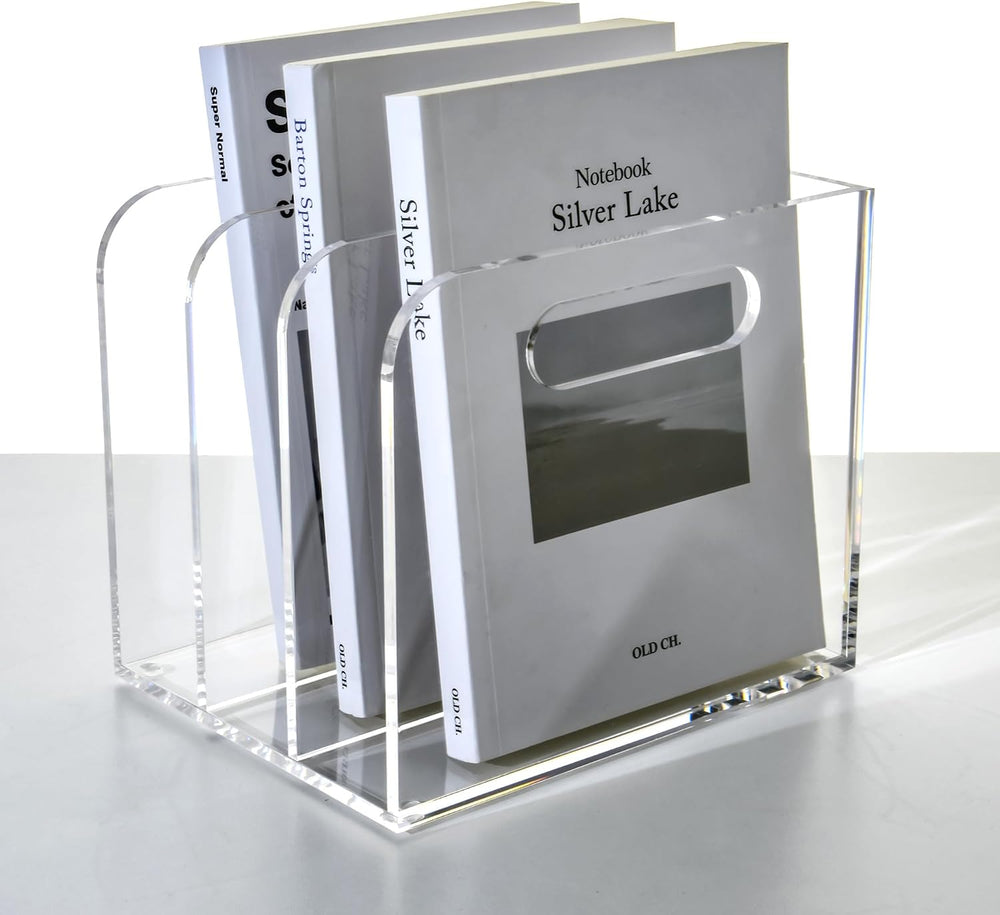 Clear Acrylic Organizers - 3 Vertical Compartments Acrylic Folder Organizer &...