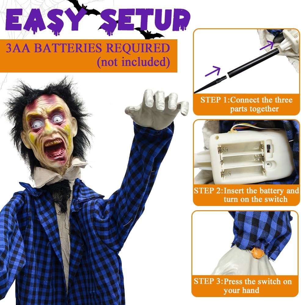 Halloween Animatronics Zombie Groundbreaker, Swaying Zombie Outdoor Decor
