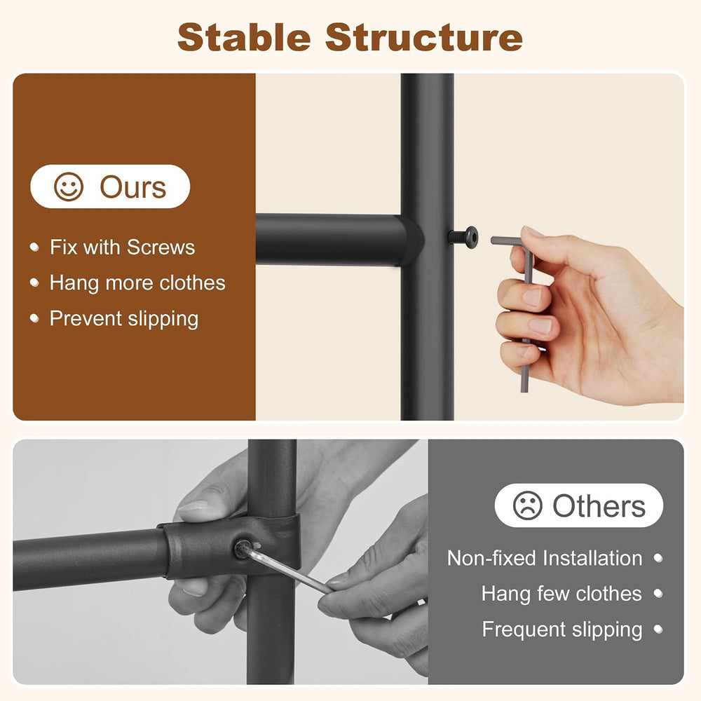 Hoctieon Double Rod Z Rack, Rolling Clothes Racks with Z-Base, Adjustable Clo...