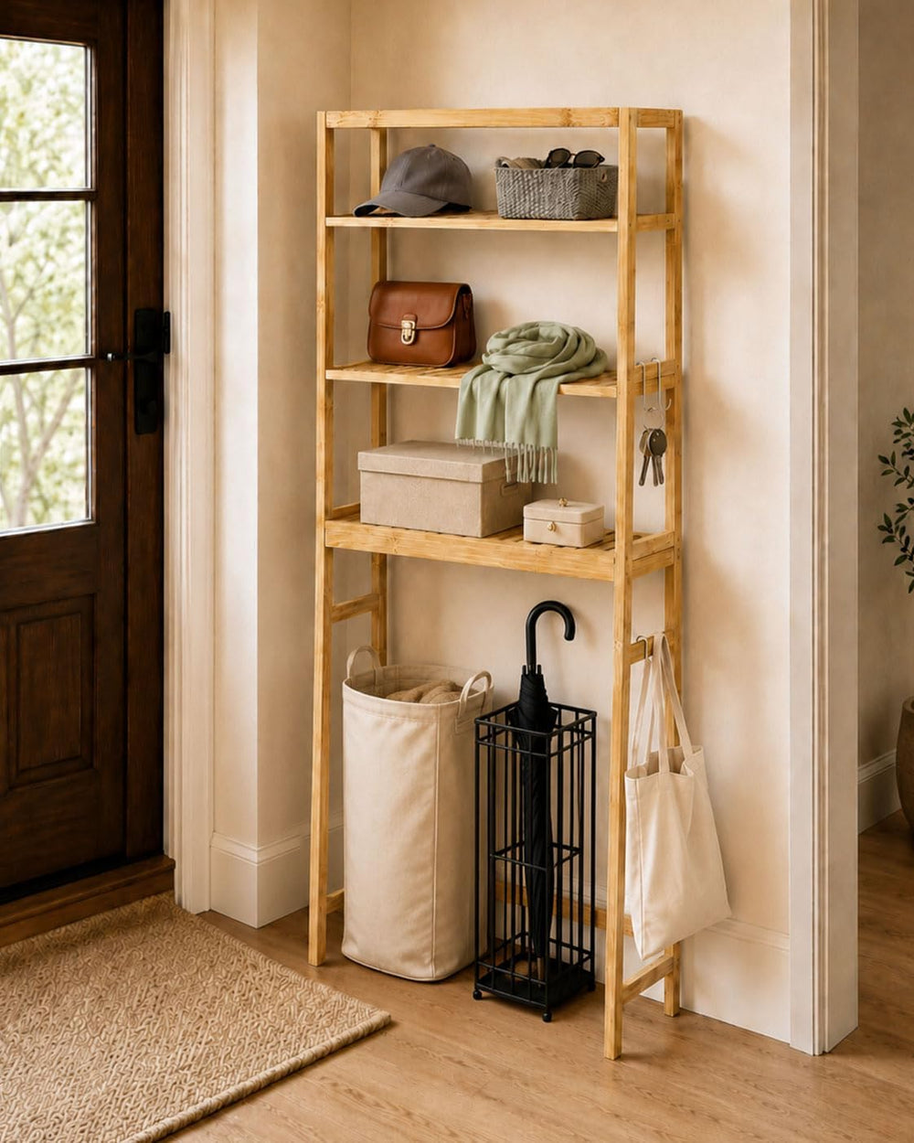 Over The Toilet Storage,Space Saving 3 Tier Bamboo Bathroom Storage Shelf