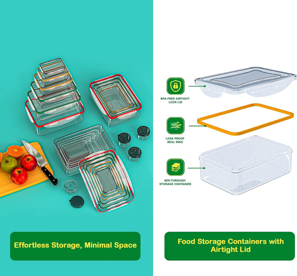 70 Pcs Large Food Storage Containers with Lids Airtight-2500ML to Small Box,T...