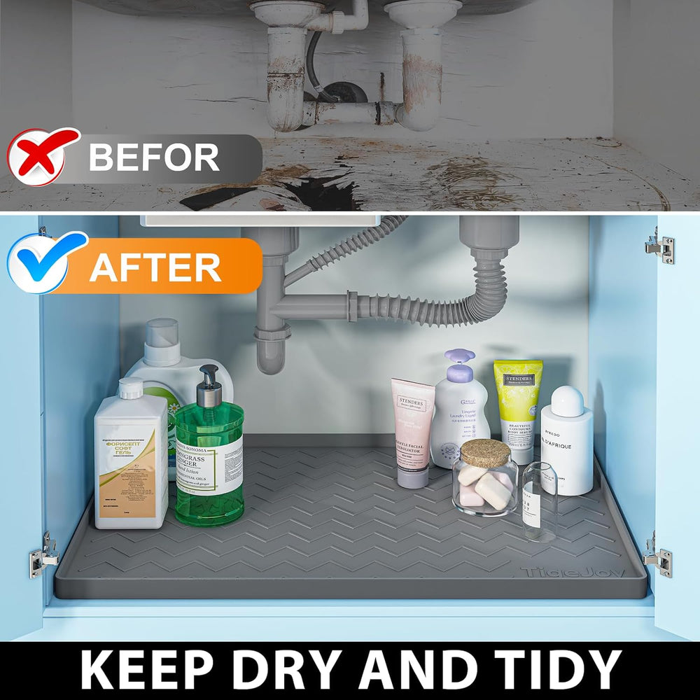 TigeJoy Under Sink Mats for Kitchen Waterproof 37" x 22", Cabinet L...