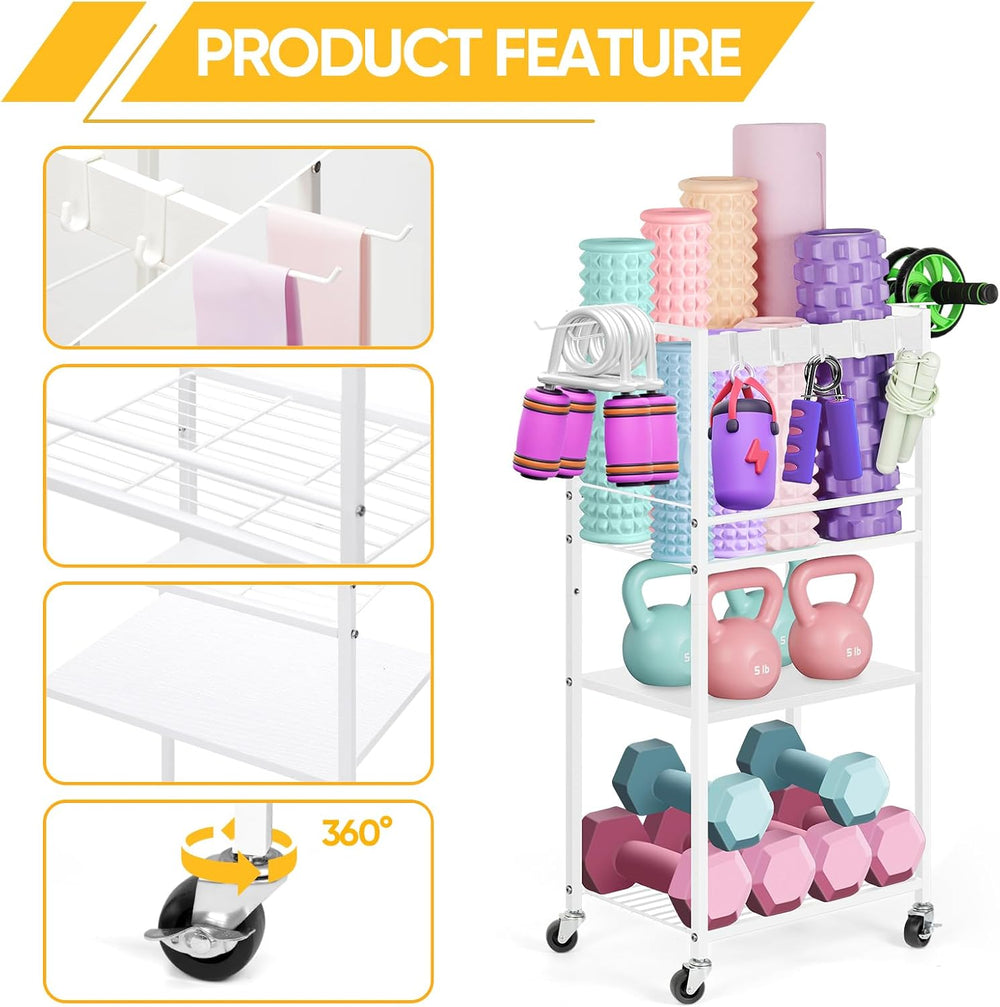 Home Gym Storage Rack, Heavy Duty Yoga Mat Holder Workout Equipment Storage O...