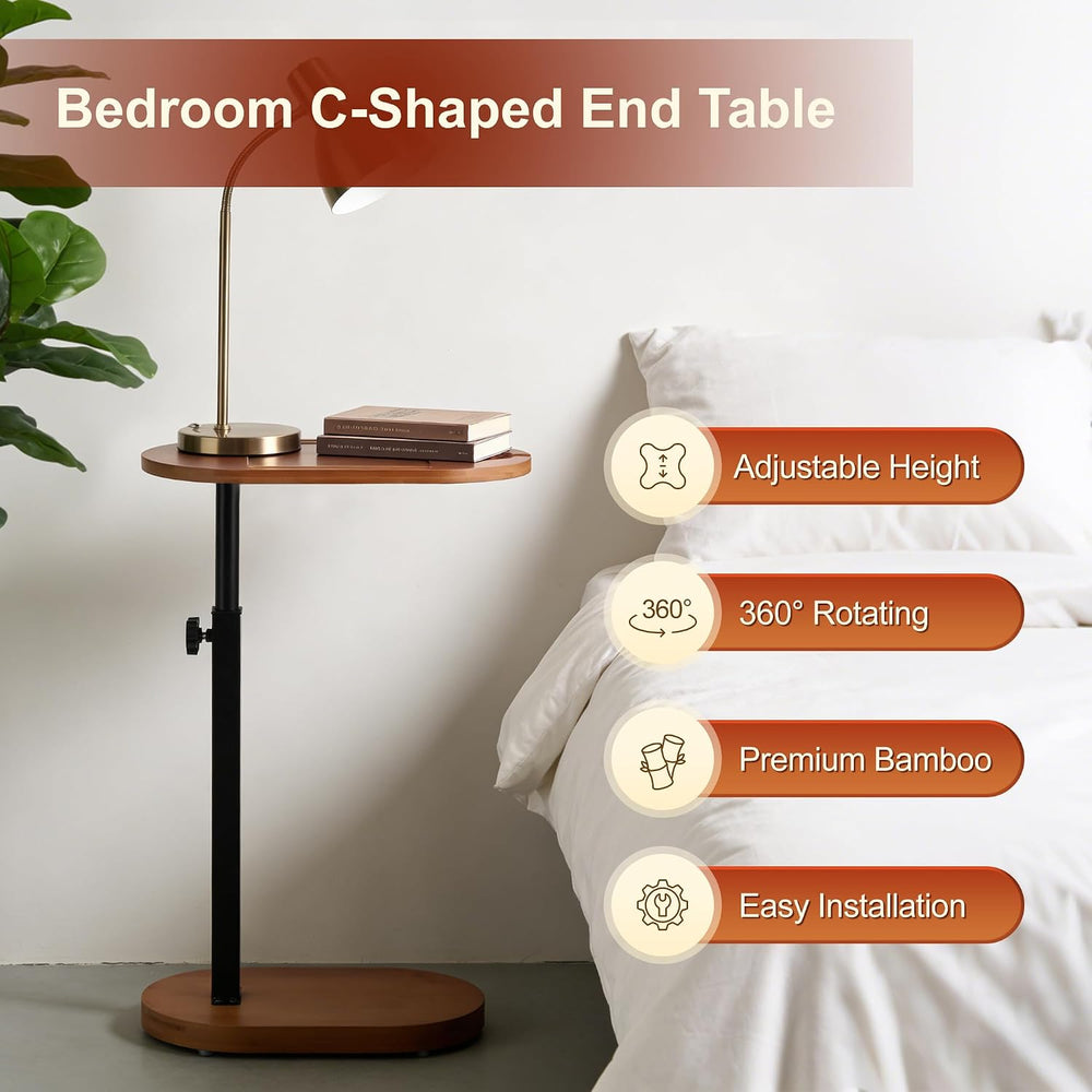 Bamboo Bathtub Side Table, Height Adjustable Bath Caddy Tray