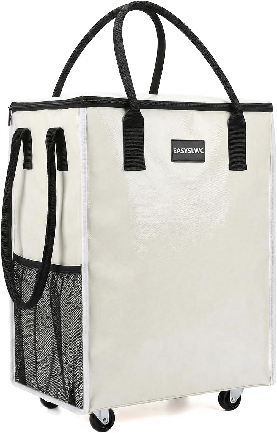Grocery Bag Rolling Tote Bag on 4 Wheels, Shopping Bag with Wheels Handle