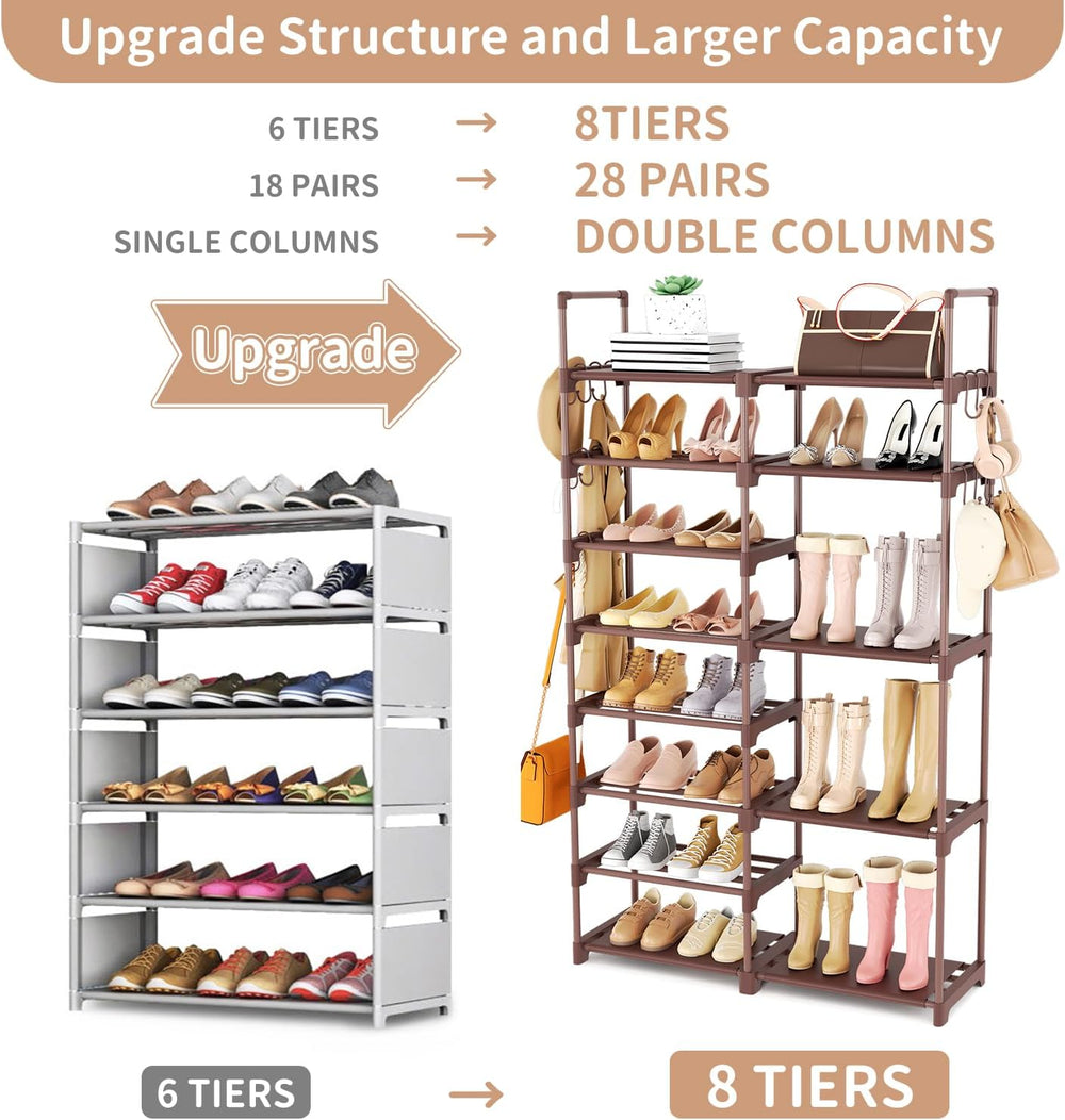 ROJASOP Shoe Rack Organizer, 8-Tier Metal Shoe Rack for Closet Entryway Garag...