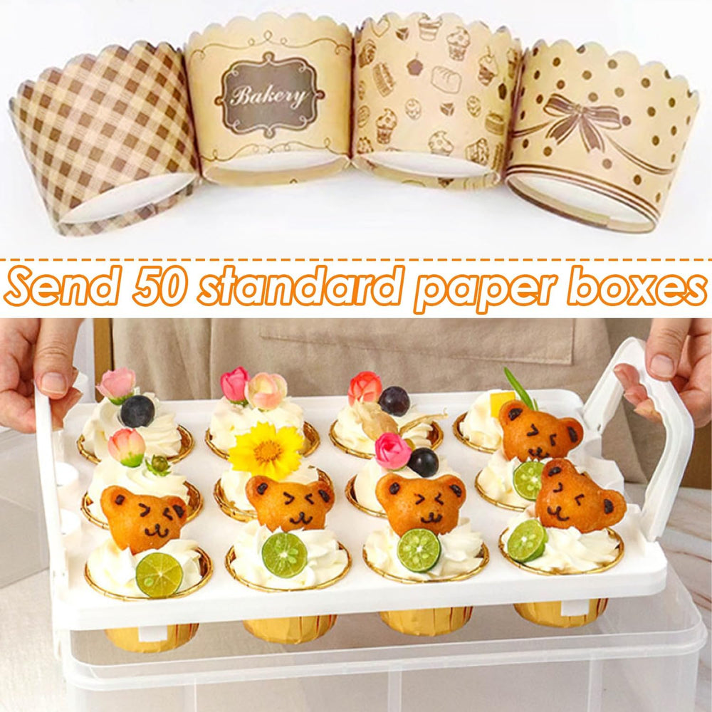 Cupcake Carrier Stackable Storage Container Collapsible Cake Carrier with Lid...