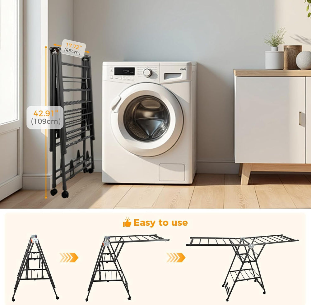 Standing Clothes Rack, Foldable, 3-Tier Drying Hanger