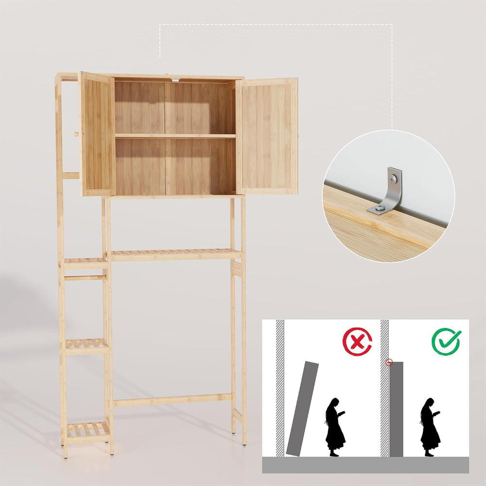 Over-the-Toilet Storage Cabinet with Shelves for Small Bathrooms, Natural