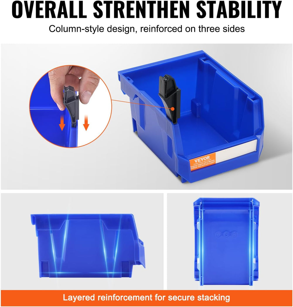 VEVOR Plastic Storage Bins 24 Pack (5 x 4 x 3-Inch), Hanging Stackable Storag...