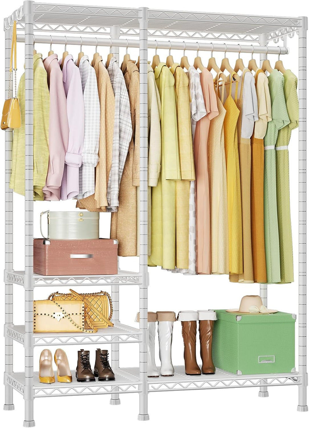 Ulif F4 Heavy Duty Clothes Rack (With Hanger Rod) Freestanding Clothing Racks...