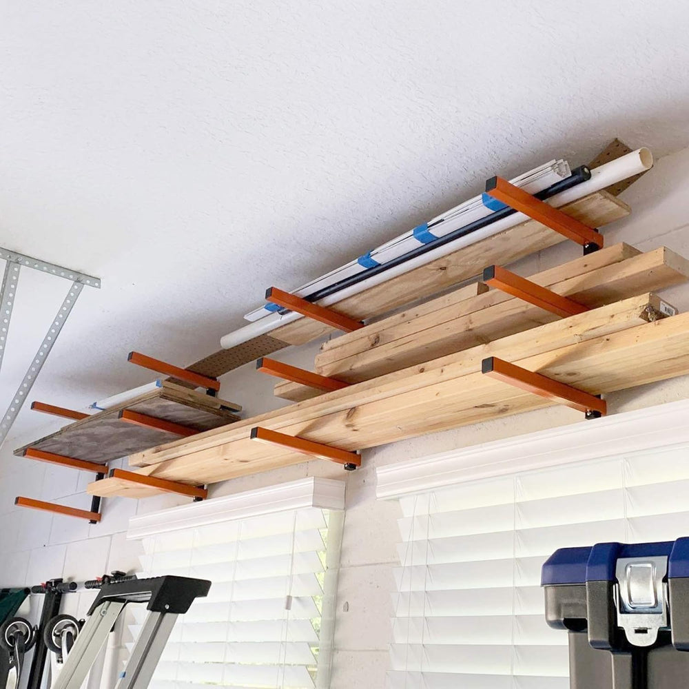 Wall Mount Wood Organizer and Lumber Storage Rack with 3-Level
