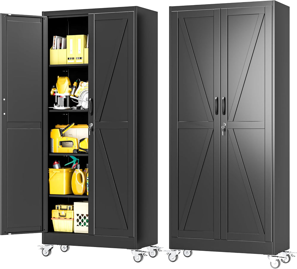 71" Metal Garage Storage Cabinets with Wheels