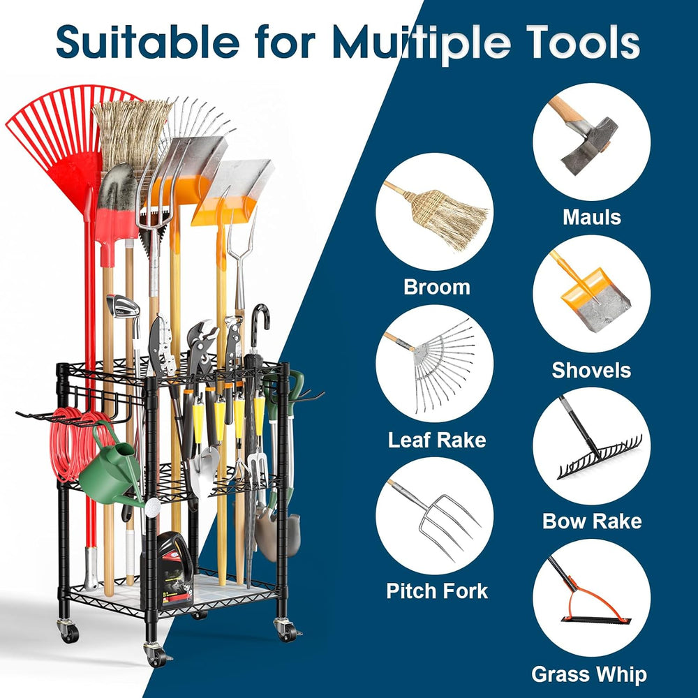 T1 Garden Tool Organizer(With Lockable Wheels)Heavy Duty Garage Tool Storage ...