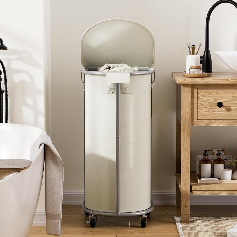 Laundry Hamper with Wheels and Lid, 100L Half Round Rolling Laundry Basket
