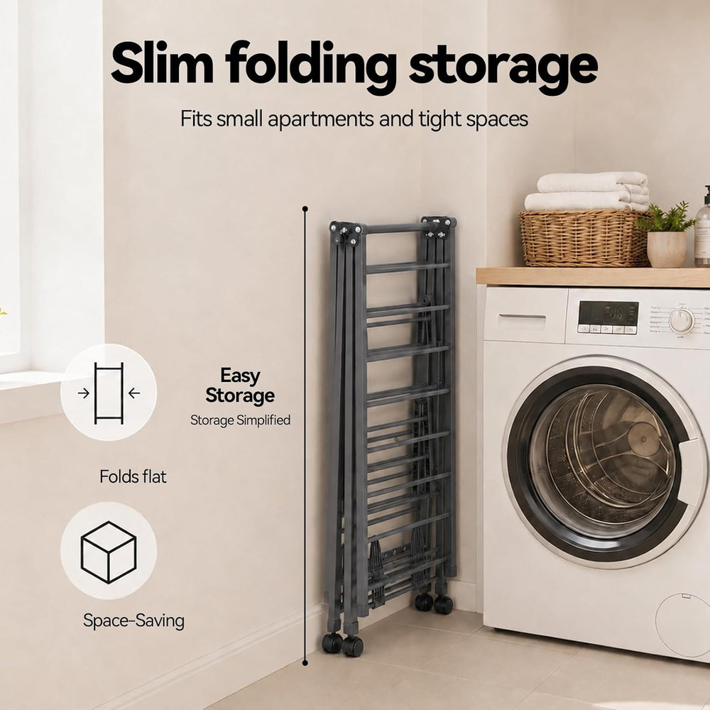 71" Foldable Clothes Drying Rack, 3 Tire Thick Frame Rack for 35 Pieces+