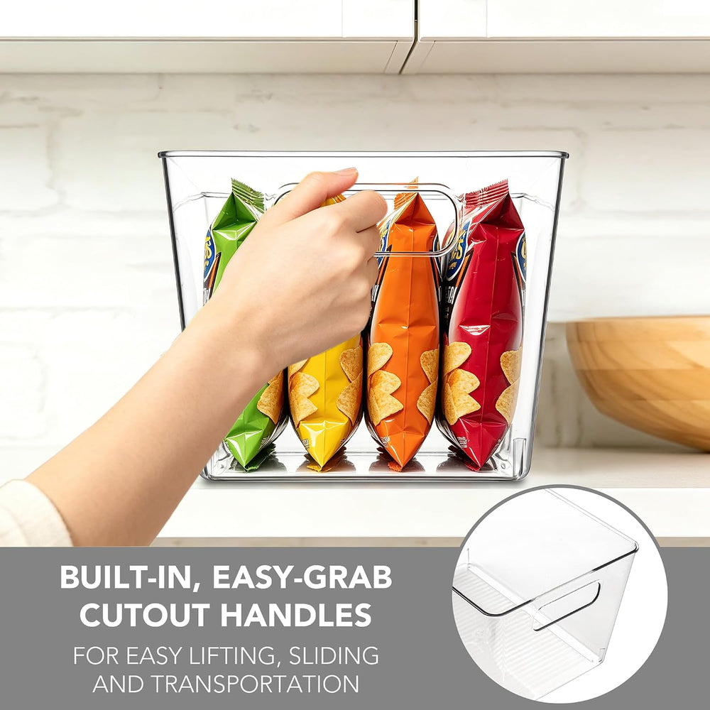 Tiawudi 12 Pack Large Clear Storage Bins, Pantry Organizers with Handles