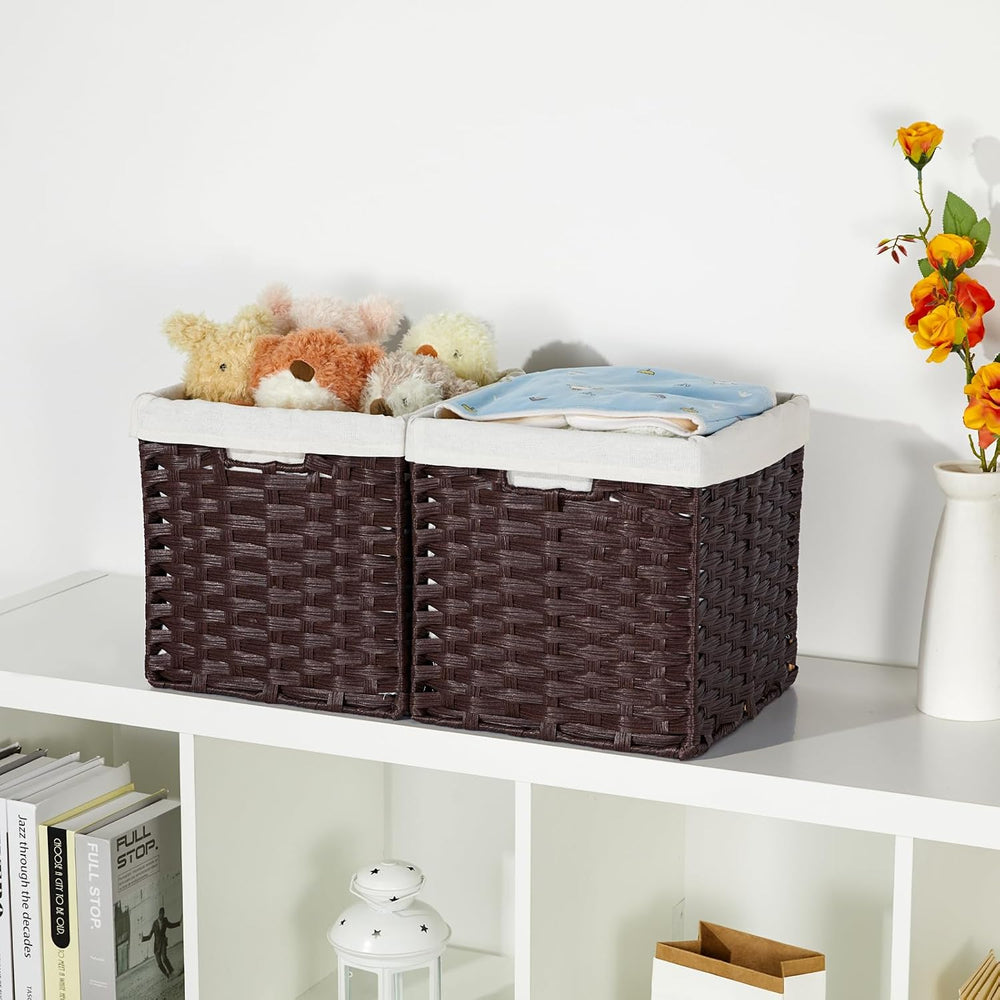 Bidtakay Wicker Storage Baskets with Liners 11x11 Storage Cube Bins for Organ...