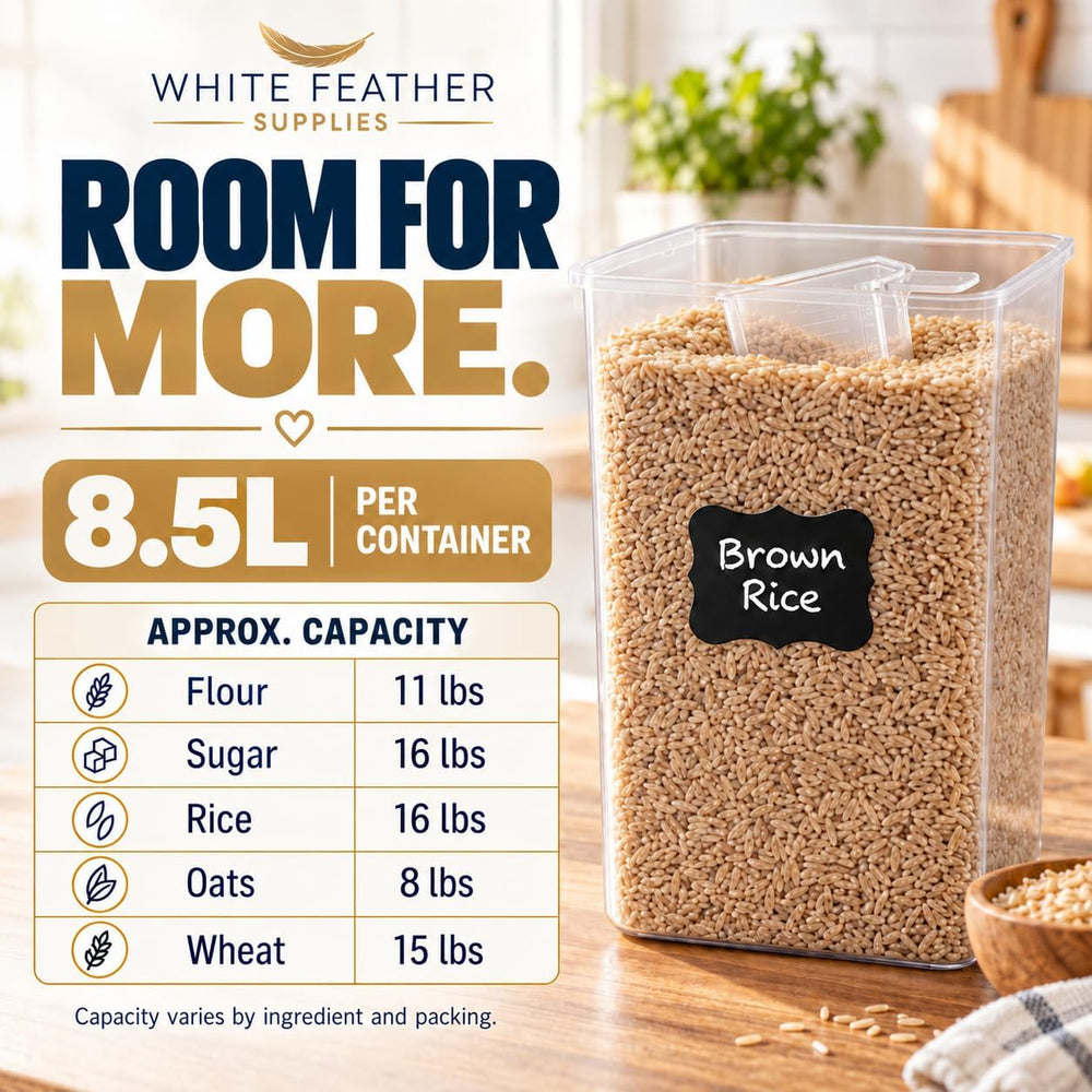 2 PC (8.5L / 287 Oz) Extra Large Flour Container & Sugar Container Set