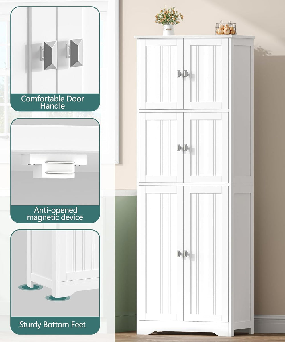 Tall Bathroom Storage Cabinet, 63" H Linen Floor Cabinet