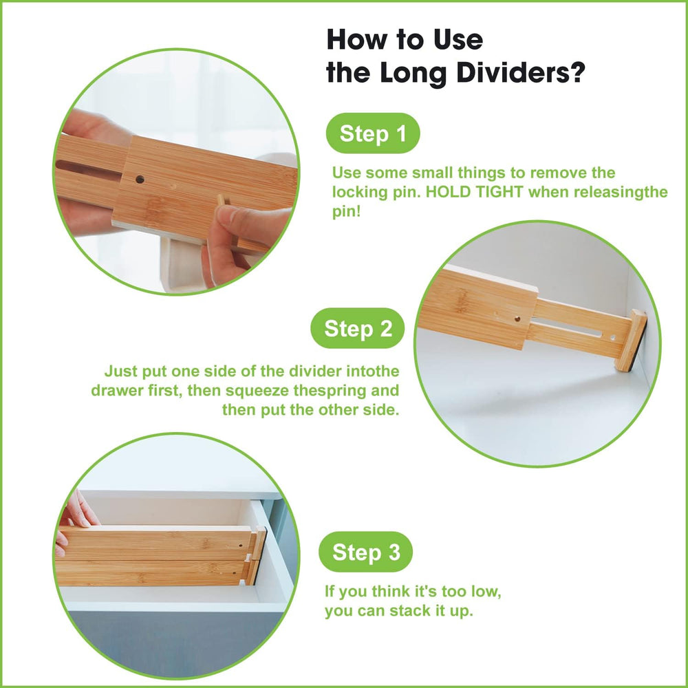 Bamboo Drawer Dividers, Expandable Drawer Separators Splitter, 17-22 inches A...