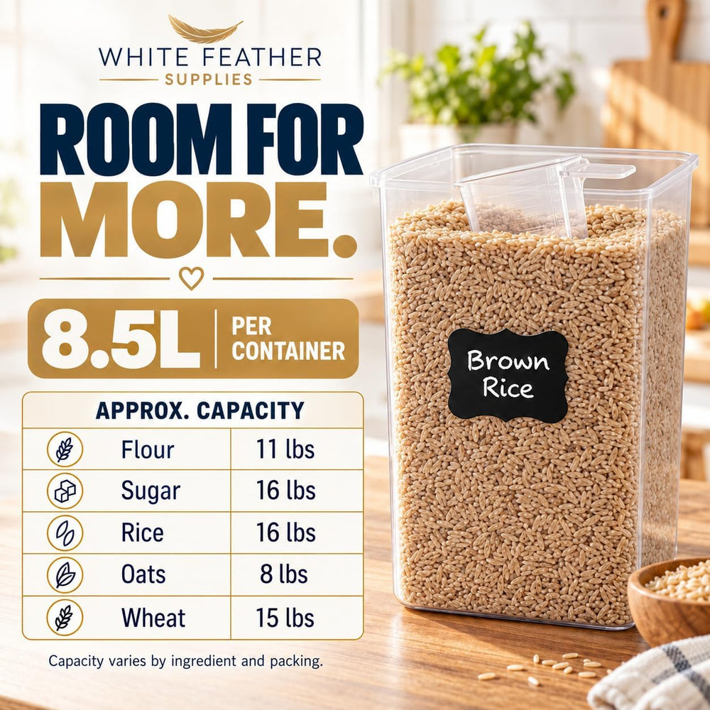 2 PC (8.5L/ 287 Oz) Extra Large Flour Sugar Storage Containers with Lids
