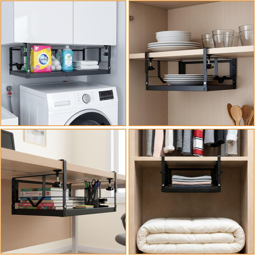 WELTOKE Under Shelf Storage Basket Organizer, Expandable Under Cabinet Shelf,...
