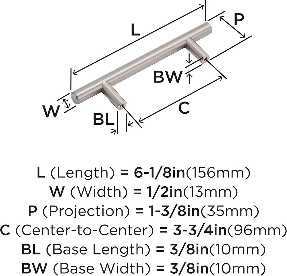 Amerock 10 Pack 3-3/4" Bar Pulls Satin Nickel Drawer Pull