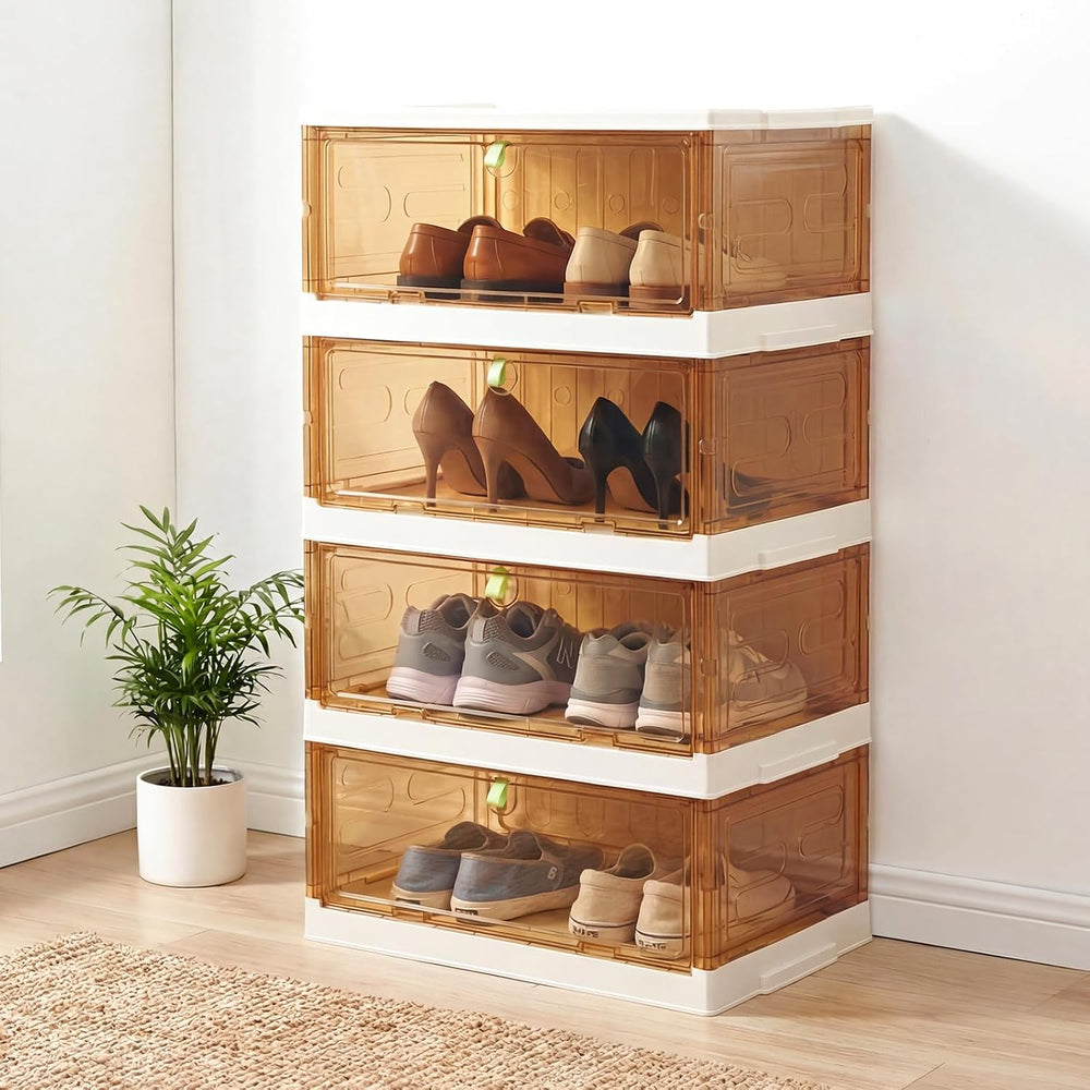 Shoe Rack Organizer for Entryway/Closet,Stackable Magnetic-Door Shoe Boxes,Fo...