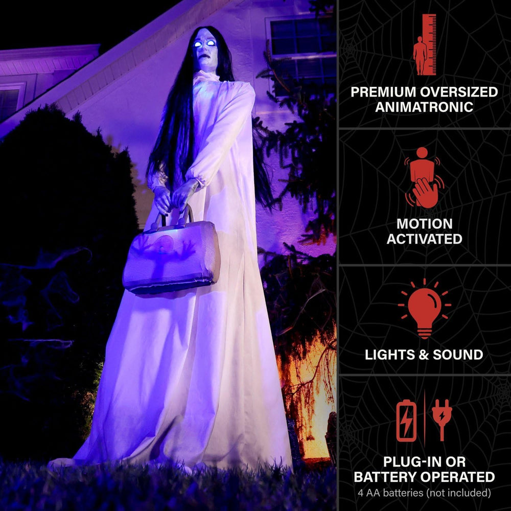Haunted Hill Farm 6.9-Ft. Tall Specter Lady Ghost Halloween Animatronic