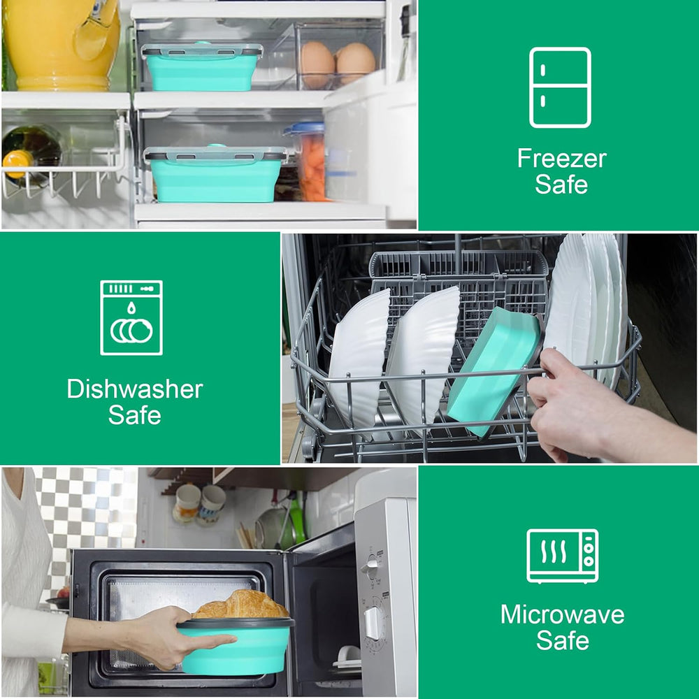 Sudaya 8 Pack Collapsible Food Storage Containers With Lids, Collapsible Stor...