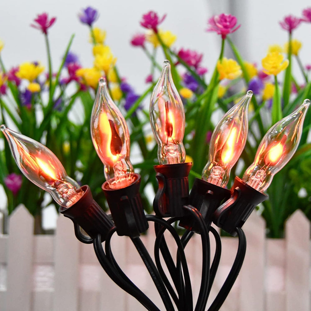 Halloween Lights 27.8 FT Flickering Flame String Lights with 25 Flame Light B...