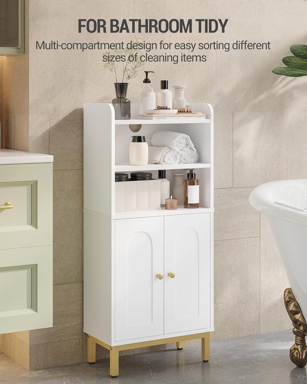 Hzuaneri Bathroom Storage Cabinet, Small Floor Cabinet with 2 Door