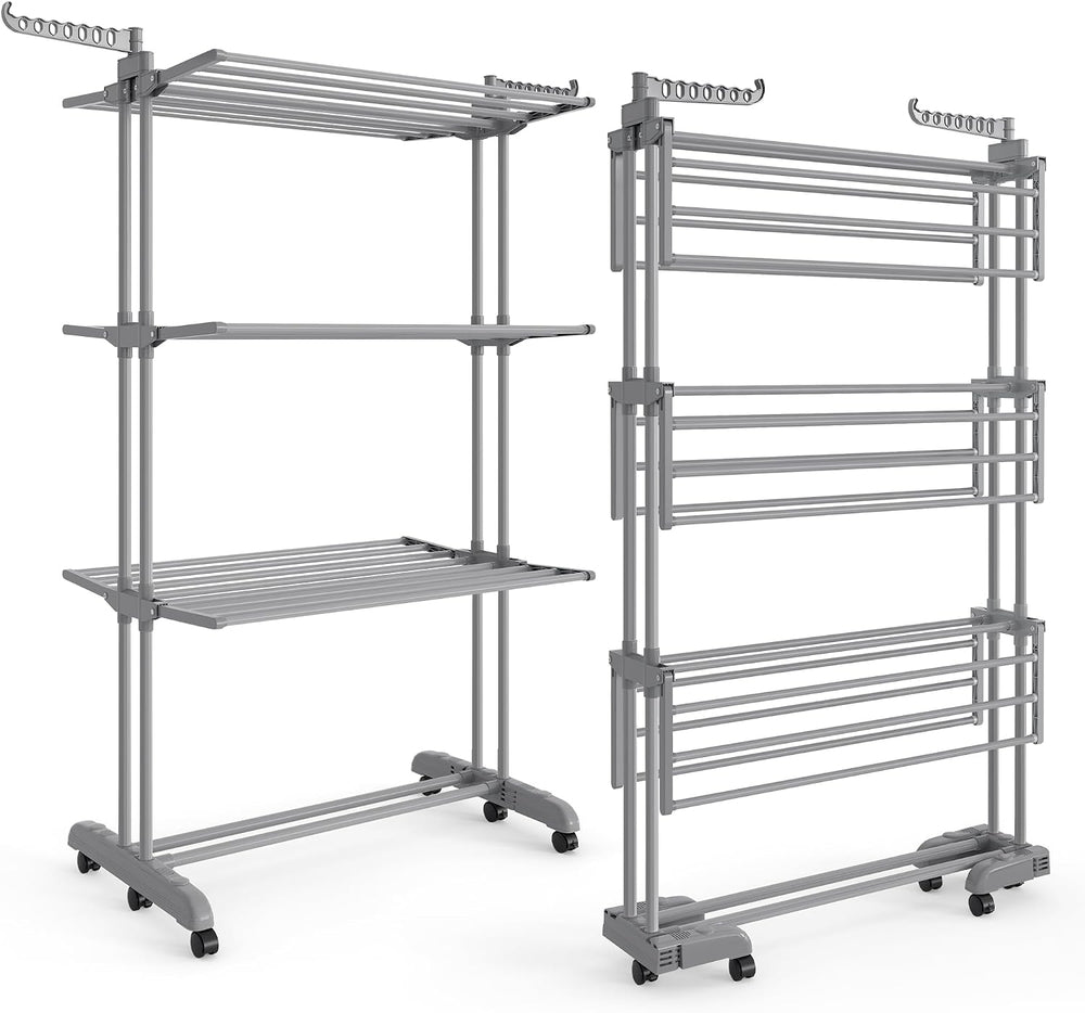 SONGMICS 4-Tier Clothes Drying Rack, Foldable, Rolling, 67.9-Inch Tall