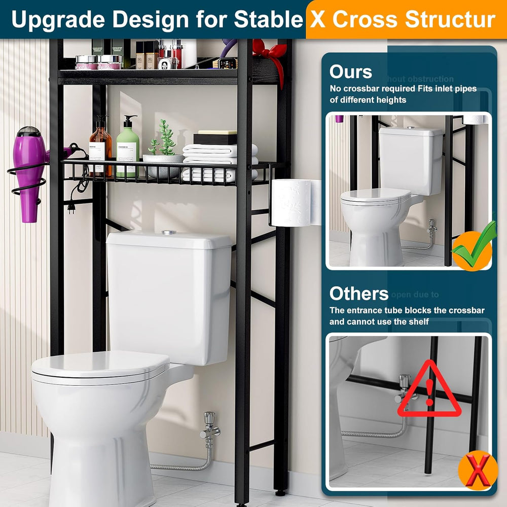 Over The Toilet Storage Cabinet,4 Tier Bathroom Organizer and Storage With Ad...