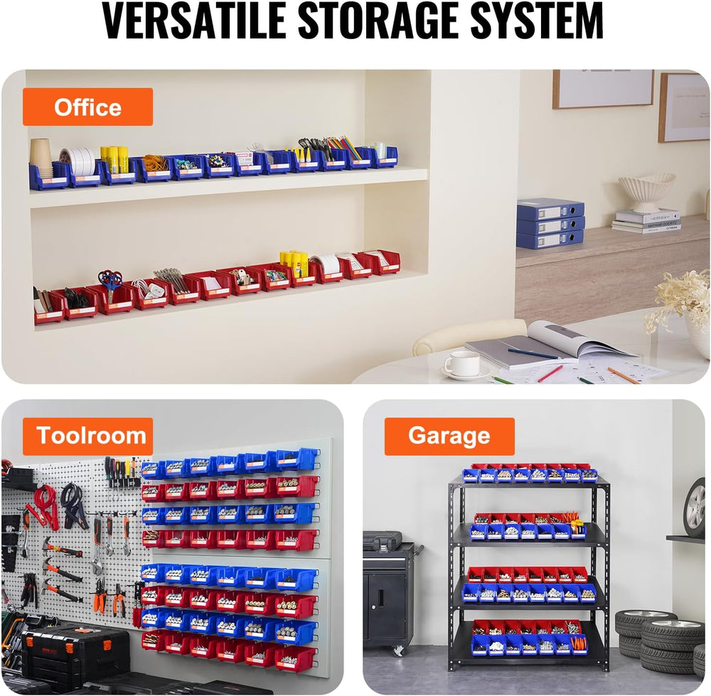 VEVOR Plastic Storage Bins 24 Pack (5 x 4 x 3-Inch), Hanging Stackable Storag...