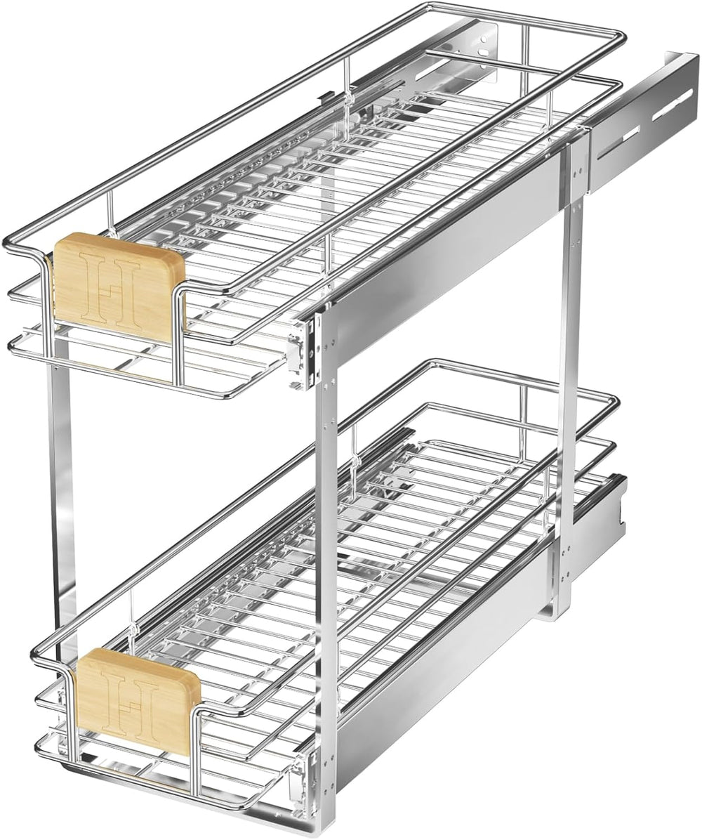 LOVMOR 2 Tier Pull Out Cabinet Organizer 7½" W x 21½" D, Slide Out ...