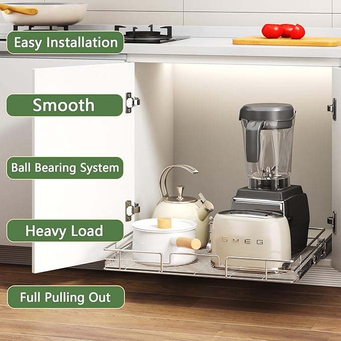 Pull Out Cabinet Organizer 30" W x 21½" D, Heavy Duty Cabinet Pull ...