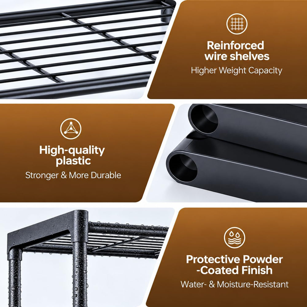 4-Tier Small Lightweight Storage Shelves with Plastic Connectors – Metal Shel...