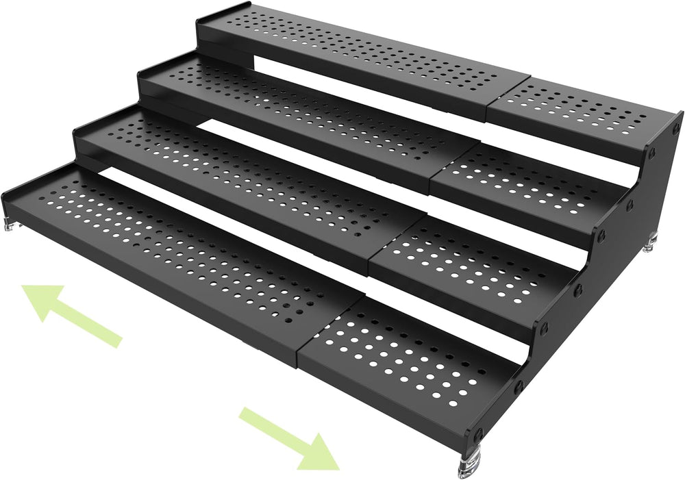 Expandable 4-Tier Spice Metal Shelf Rack, Black