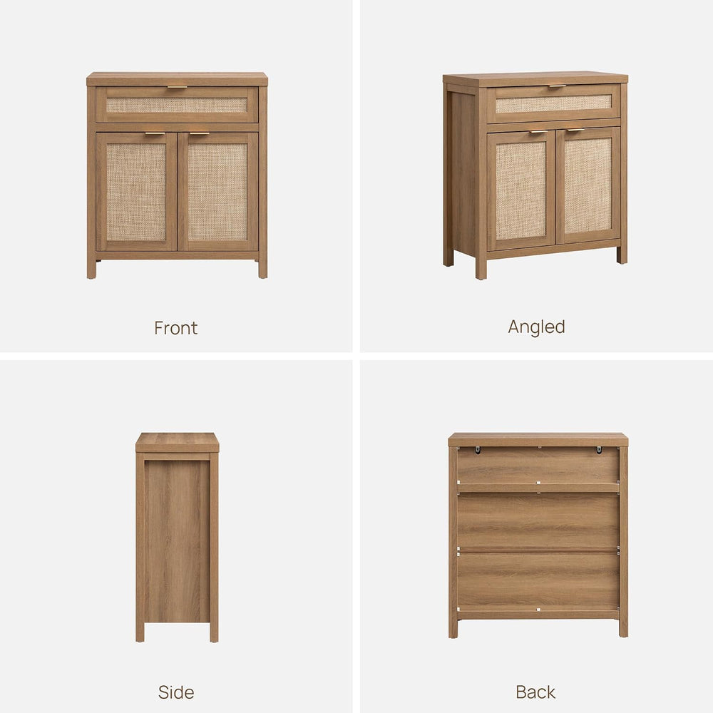 SICOTAS Sideboard Buffet Cabinet Set of 3, Rattan Credenza Storage Cabinet