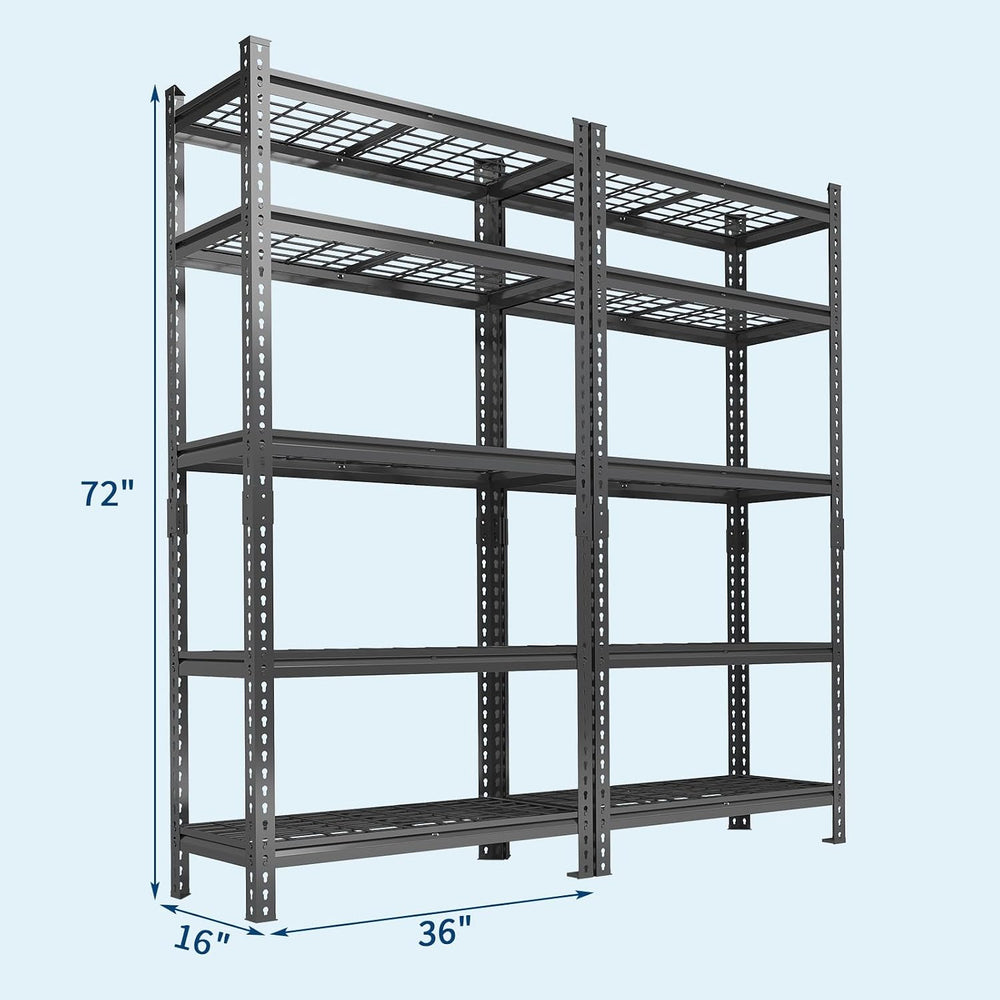 Garvee 5 Tier Metal Storage Shelving Unit 36" W Adjustable Garage Shelving