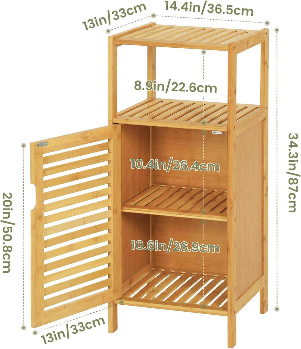 VIAGDO Bamboo Cabinet, Bathroom Storage Cabinet with Single Door and Shelf, F...