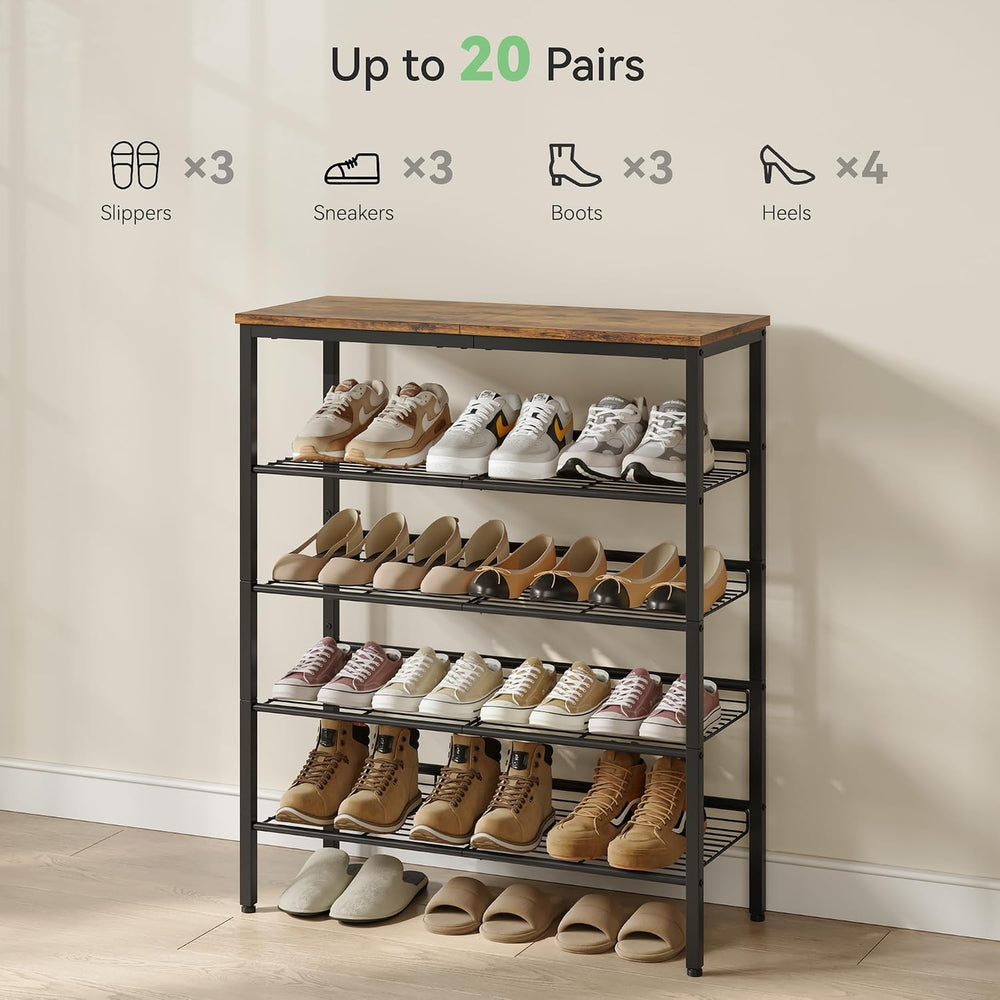 Nunsino Shoe Rack for Closet,5 Tier Shoe Organizer for Entryway,Shoe Shelf wi...