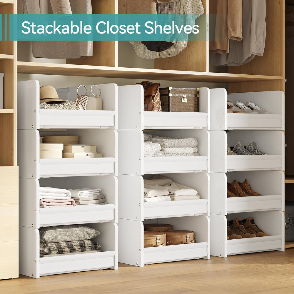FOUCSSOMEI Closet Storage Organizer with Wood Frame & Fabric Shelves