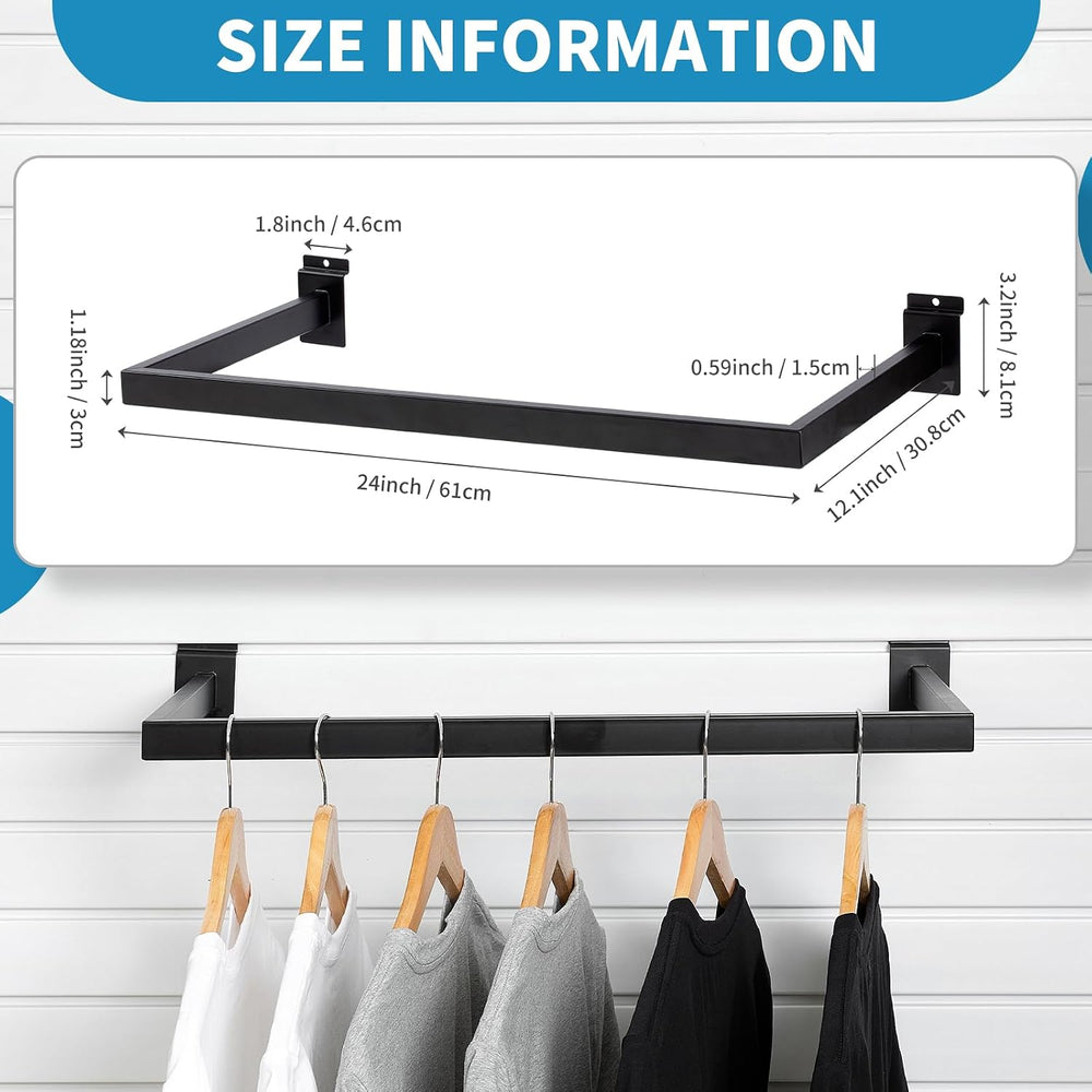 Slatwall U-Shaped Rectangular Tubing Hangrail - 24"x12", Slatwall A...