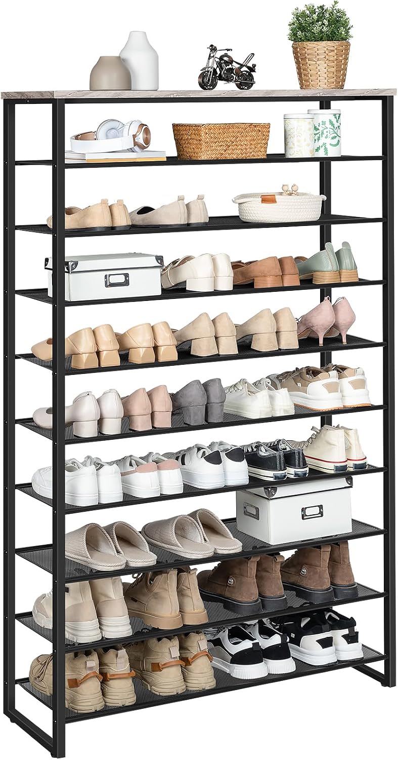 HOOBRO 10-Tier Shoe Rack for Entryway, 39.4" L Shoe Storage Organizer, L...