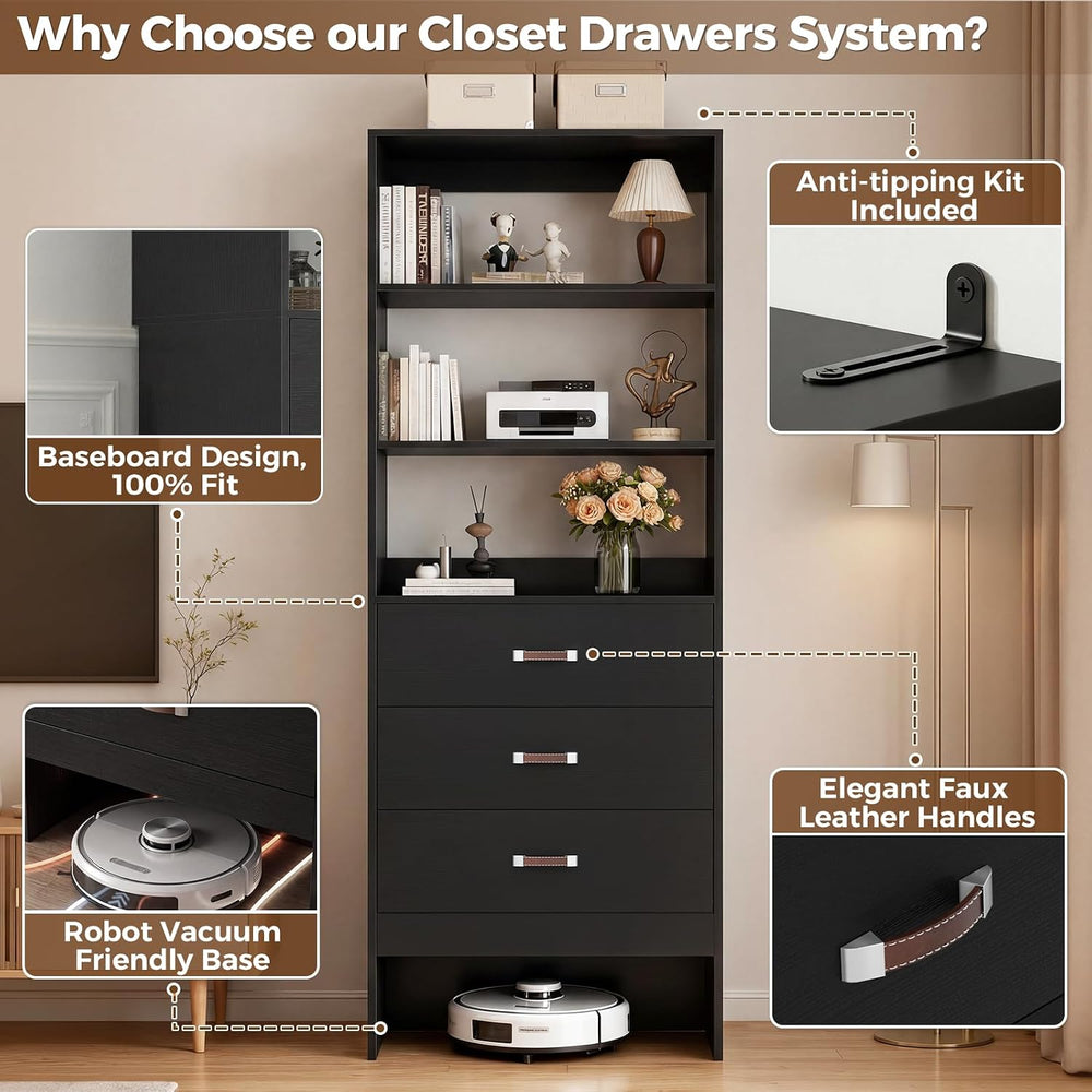 Armocity 4FT Closet System with Leather Handles, 48" Walk-in Closets Sto...