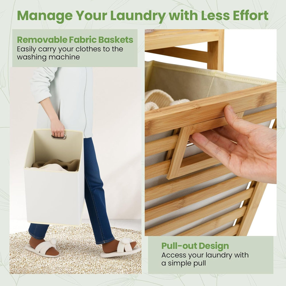 Giantex Tilt Out Laundry Hamper w/Removable & Foldable Fabric Bins