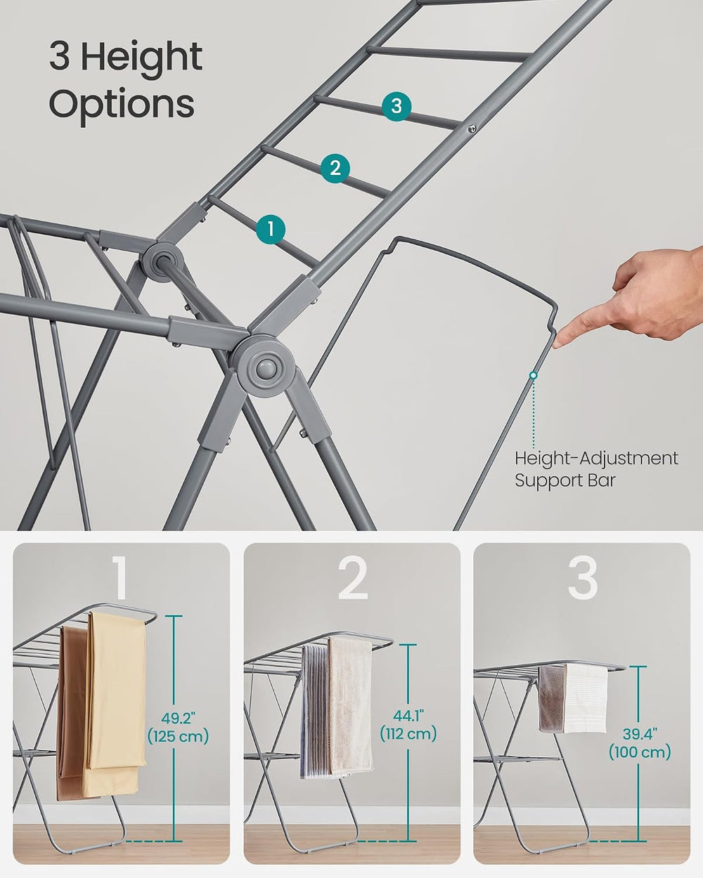 SONGMICS Clothes Drying Rack, Foldable Space-Saving Laundry Drying Rack